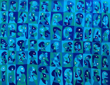 Mosaico en Azules Картина под названием "Mosaico en Azules" - Enrique Pichardo, Подлинное произведение искусства, Акрил