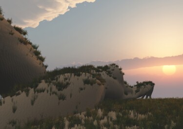 제목이 "Sunrise Over the Set"인 디지털 아트 Russell Newell로, 원작, 3D 모델링