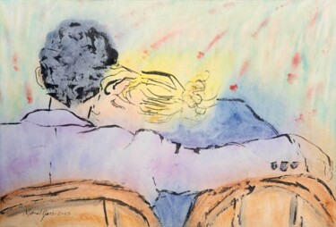 Pintura intitulada "Embers" por Marcel Garbi, Obras de arte originais, Aquarela