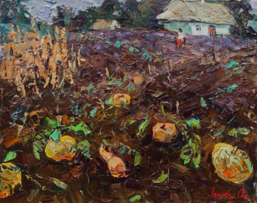 In the Garden Schilderij getiteld "In the Garden" door Oleksiy Ivanyuk, Origineel Kunstwerk, Olie Gemonteerd op Frame voor houten brancard