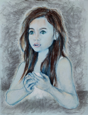 Disegno intitolato "L Emerveillee" da Natalia Laletina, Opera d'arte originale, Pastello