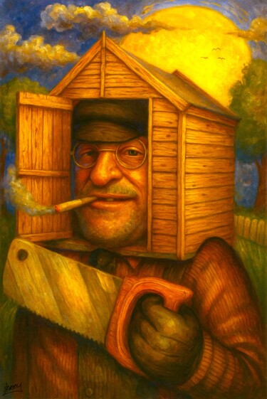 绘画 标题为“Shed Man” 由Spencer Derry, 原创艺术品, AI生成的图像