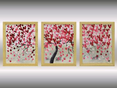 Painting titled "Spring Days in Japan" by Edelgard Schroer, Original Artwork, Acrylic Mounted on Wood Stretcher frame