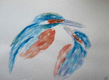 绘画 标题为“«Kingfishers»” 由Elena Tereshchenko, 原创艺术品, 水彩