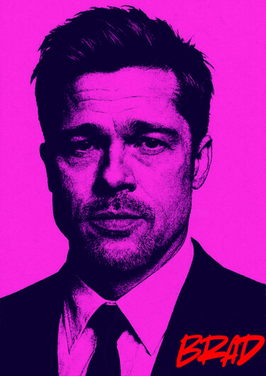 Digital Arts titled "Affiche Brad Pitt" by Robin Stypulkowski, Original Artwork, AI generated image