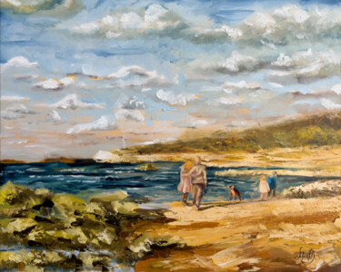 Pittura intitolato ""Footprints on the…" da Alisa Cherkun Drukman, Opera d'arte originale, Olio Montato su Telaio per barell…