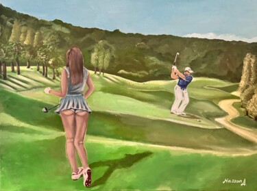 Pittura intitolato "Golf" da Angelina Masson, Opera d'arte originale, Acrilico Montato su Pannello di legno