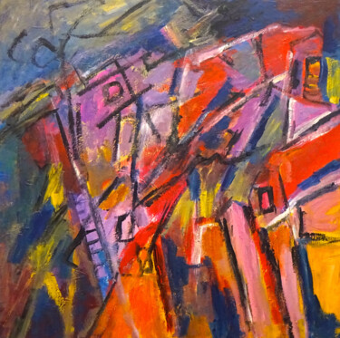 绘画 标题为“Composition 7157” 由Engelina Zandstra, 原创艺术品, 丙烯 安装在木质担架架上