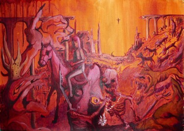 Pittura intitolato "Chemin vers la Réde…" da Matei Gabriel Buzescu, Opera d'arte originale, Olio