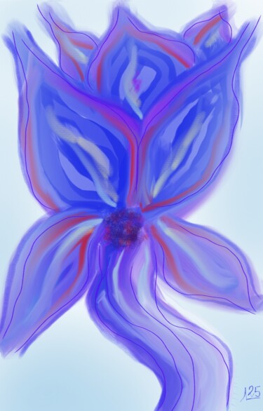 绘画 标题为“Flor azul” 由Miguel Sanguesa, 原创艺术品, 数字油画