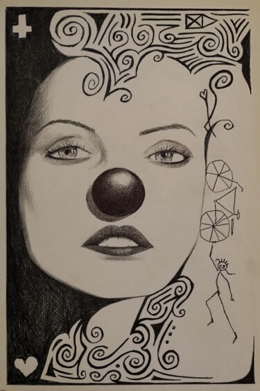 Disegno intitolato "Brunella" da Milto Sideris, Opera d'arte originale, Biro