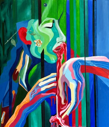 Schilderij getiteld "The Scent of Quantu…" door Aleksey Ovsyannikov, Origineel Kunstwerk, Olie Gemonteerd op Frame voor hout…