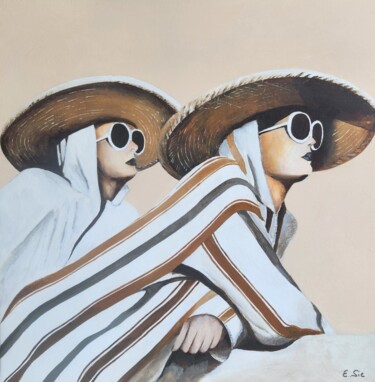Painting titled "LES CO MERES" by Evelyne Sie, Original Artwork, Acrylic Mounted on Wood Stretcher frame