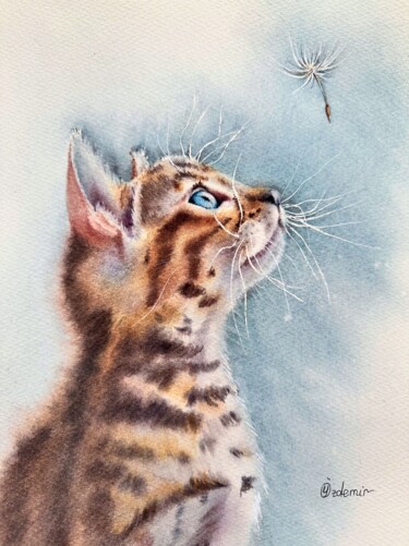 I am watching you Pittura intitolato "I am watching you" da Yuliya Ozdemir, Opera d'arte originale, Acquarello