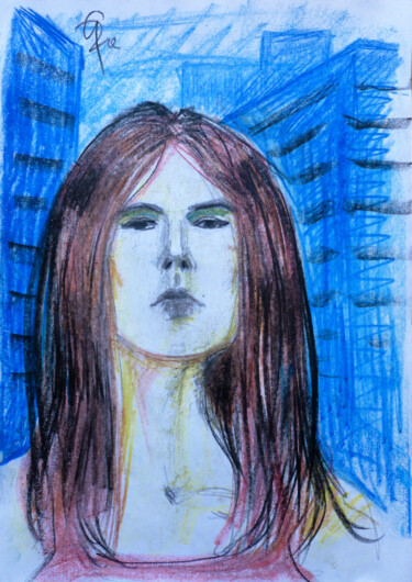 Disegno intitolato "Portrait urban." da Götz Wiedenroth, Opera d'arte originale, Cera