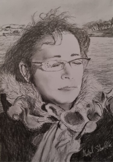 Disegno intitolato "Soleil d'hiver" da Michel Schaillée, Opera d'arte originale, Carbone Montato su Cartone