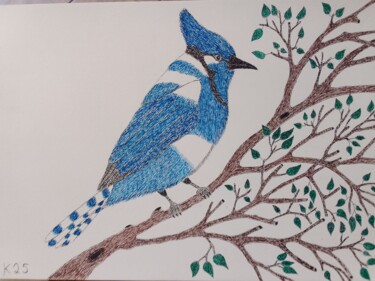 Disegno intitolato "Pássaro" da Kenidy Oliveira, Opera d'arte originale, Pennarello