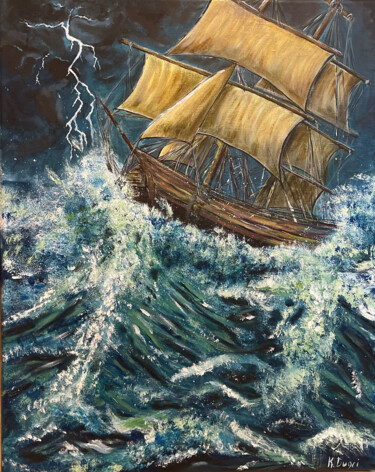 绘画 标题为“Storm” 由Karima Dugrichilova, 原创艺术品, 丙烯 安装在木质担架架上