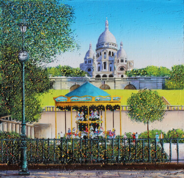 "Un été à Montmartre" başlıklı Tablo Elika Dessapt tarafından, Orijinal sanat, Akrilik Ahşap Sedye çerçevesi üzerine monte e…