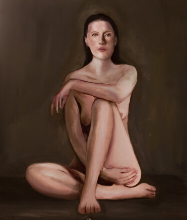Painting titled "eve" by Federico Rizzo, Original Artwork, Oil Mounted on Wood Panel