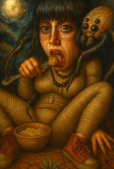 "Miss Muffet (Versio…" başlıklı Tablo Spencer Derry tarafından, Orijinal sanat, AI tarafından oluşturulan görüntü