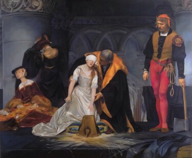 Pastel reproduction of The Execution of Lady Jane Grey Pittura intitolato "Pastel reproduction…" da Ali Şentaş, Opera d'arte originale, Pastello Montato su Pannello di legno