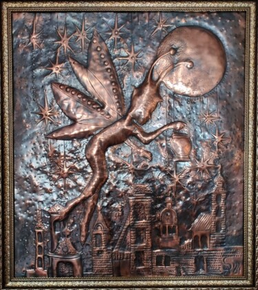 Sculpture titled "Рождественский свет…" by Alexey Saralidze, Original Artwork, Bronze Mounted on Other rigid panel