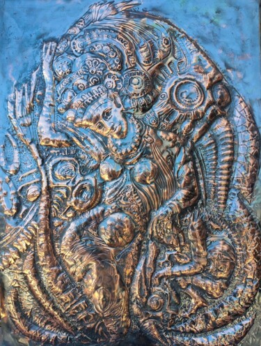 Schilderij getiteld "Жизнь неудачного эк…" door Alexey Saralidze, Origineel Kunstwerk, Bronzen Gemonteerd op Andere stijve p…