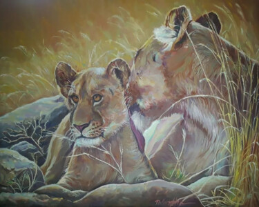 Serengeti Tenderness 绘画 标题为“Serengeti Tenderness” 由Nilantha Vidanarachchi, 原创艺术品, 油
