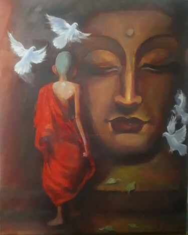 제목이 "Tranquil Reflection"인 미술작품 Nilantha Vidanarachchi로, 원작, 기름