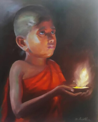 Illuminated Innocence Картина под названием "Illuminated Innocen…" - Nilantha Vidanarachchi, Подлинное произведение искусства, Масло