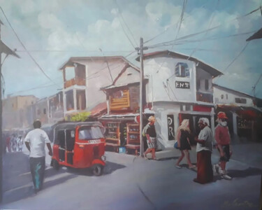 Pittura intitolato "Street Life Chronic…" da Nilantha Vidanarachchi, Opera d'arte originale, Olio