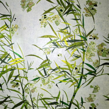 Картина под названием "Bambous dans le vent" - Sophie Cantou, Подлинное произведение искусства, Акрил Установлен на Деревянн…