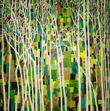 绘画 标题为“Sous-bois 3” 由Sophie Cantou, 原创艺术品, 丙烯 安装在木质担架架上