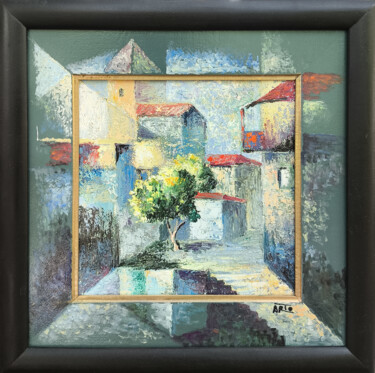 Framed Serenity Schilderij getiteld "Framed Serenity" door Arto Mkrtchyan, Origineel Kunstwerk, Olie Gemonteerd op Frame voor houten brancard
