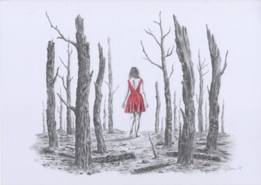 Desenho intitulada "burnt forest" por Sven Gildemeister, Obras de arte originais, Lápis