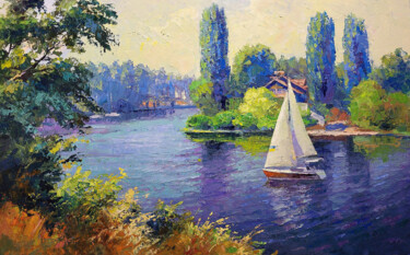 Sailboat "Sailboat" başlıklı Tablo Boris Serdyuk tarafından, Orijinal sanat, Petrol Ahşap Sedye çerçevesi üzerine monte edilmiş