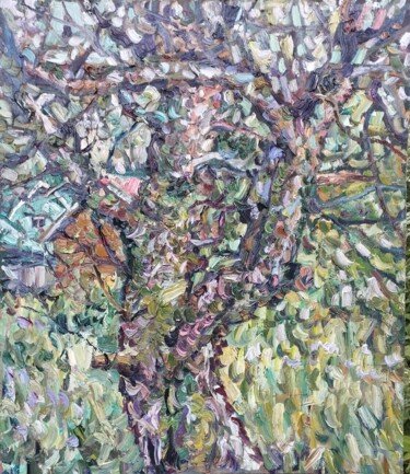 Peinture intitulée "Ствол яблони" par Anna Iaguzhinskaia, Œuvre d'art originale, Huile