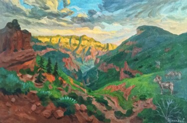 Here Be Dragons 绘画 标题为“Here Be Dragons” 由Shaliko Saghatelyan, 原创艺术品, 油 安装在木板上