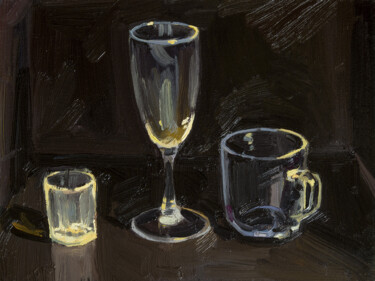 Still Life with Glass Painting titled "Still Life with Gla…" by Serhii Zavadenko, Original Artwork, Oil