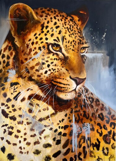 绘画 标题为“Leopard” 由Suzaan Van Der Ryst, 原创艺术品, 油 安装在木质担架架上