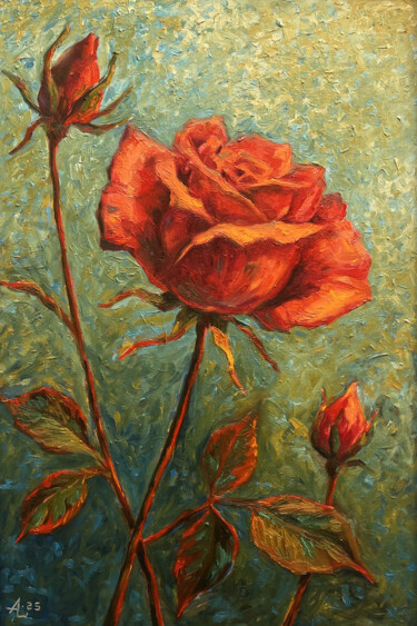 Painting titled "Fiery Grace" by Andrii Skoryi (LERAN), Original Artwork, Oil