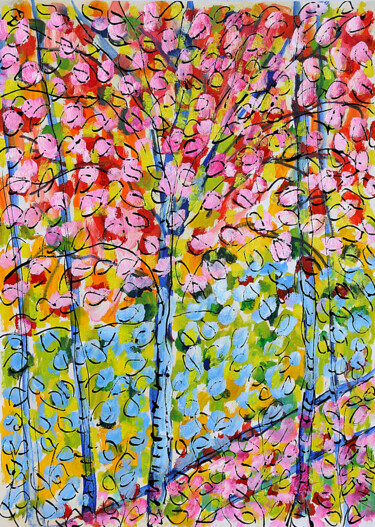 Malerei mit dem Titel "Asie" von Jean Mirre, Original-Kunstwerk, Öl