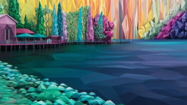 数字艺术 标题为“The Folded Lake of…” 由Alberto Capitani, 原创艺术品, AI生成的图像