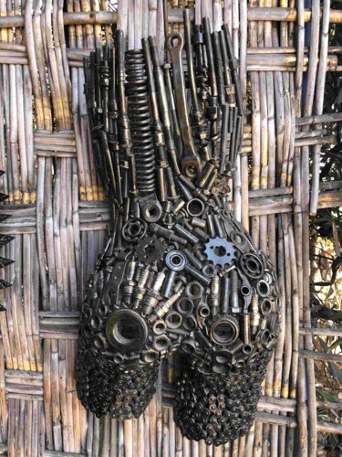 Sculptuur getiteld "Metal Torso Sculptu…" door Youssef Ezzamani, Origineel Kunstwerk, Metalen