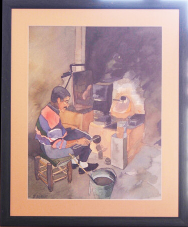 Pittura intitolato "Forgeron jordanien" da Faby75, Opera d'arte originale, Acquarello Montato su Cartone