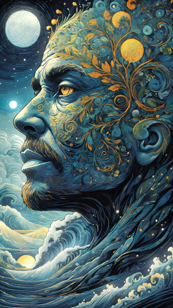 Arte digitale intitolato "The Sea King" da Sofia Markina, Opera d'arte originale, Immagine generata dall'IA