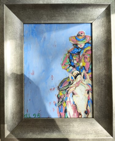 Western Cowboy Original, Texas Landscape, Desert Southwest 绘画 标题为“Western Cowboy Orig…” 由Svetlana Sindere, 原创艺术品, 油 安装在纸板上