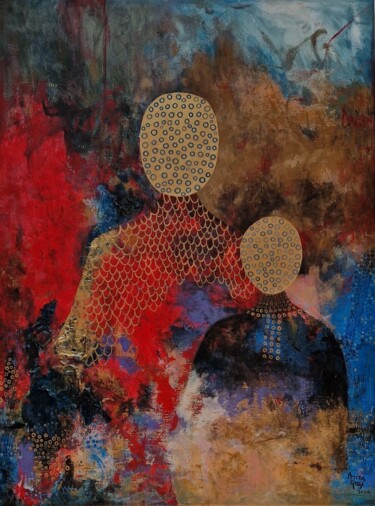 Jeunes gens au bord de l'eau Pittura intitolato "Jeunes gens au bord…" da Anna Grazi, Opera d'arte originale, Acrilico Montato su Telaio per barella in l…