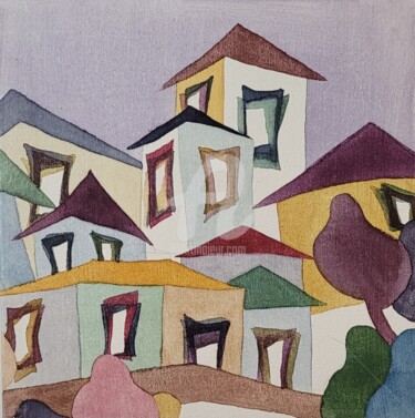 绘画 标题为“43°50'03.5"N 5°47'2…” 由Marita Aguilar, 原创艺术品, 水彩 安装在木板上